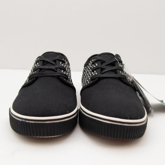 Toms Carlo Sneakers Lace Up Canvas Shoes Casual Retro Black White Size 8.5 New - Picture 2 of 7